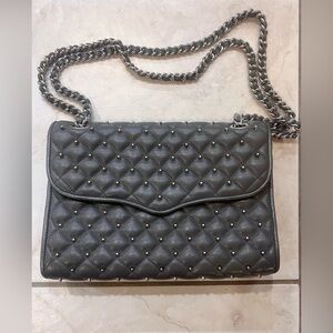 Rebecca Minkoff Gray Quilted Shoulder Bag with Chain Strap